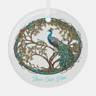 Stained Glass Peacock Autumn Tree Glass Tree Decoration