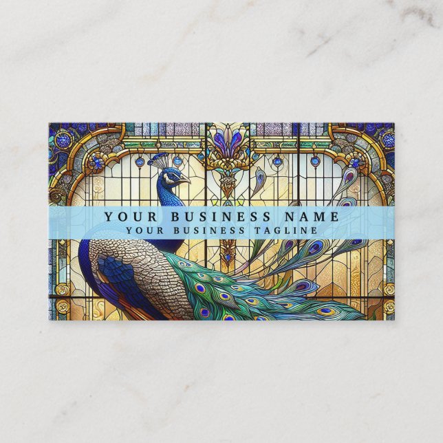 Stained Glass Peacock Business Cards (Front)