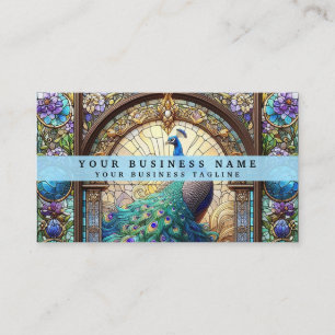 Stained Glass Peacock Business Cards