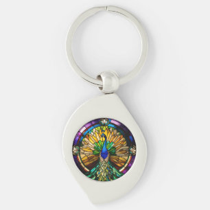 Stained Glass Peacock Key Ring