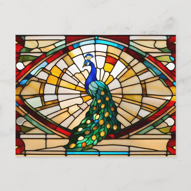 Stained Glass Peacock  Postcard (Front)