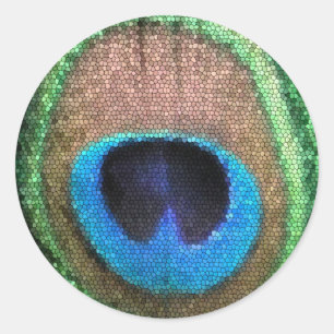Stained Glass Peacock Round Sticker