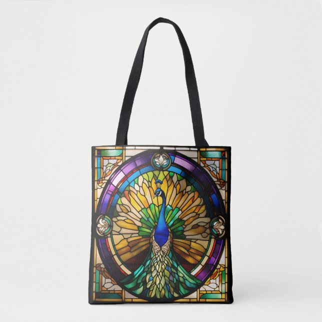 Stained Glass Peacock Tote Bag (Front)