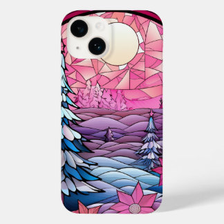 Stained glass pink Christmas trees Case-Mate  Case-Mate iPhone 14 Case