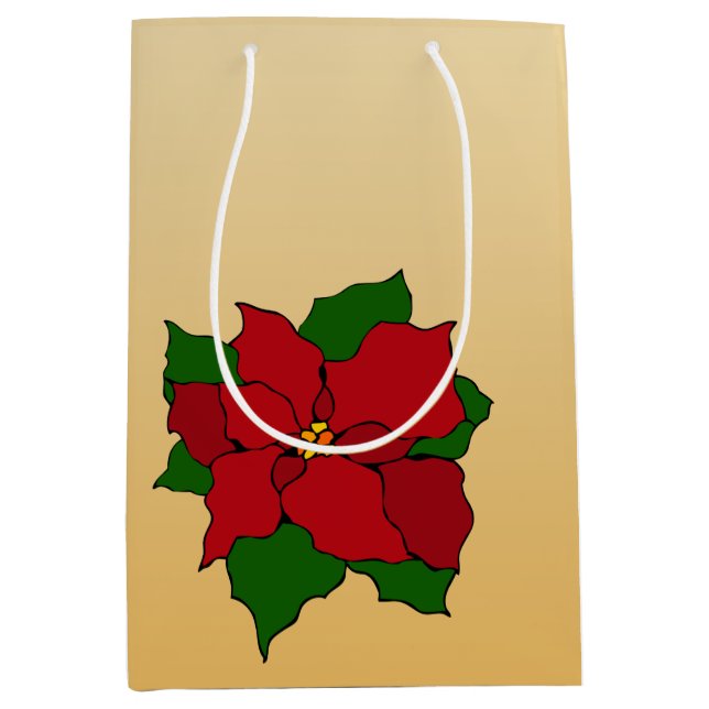Stained-Glass Poinsettia Medium Gift Bag (Front)