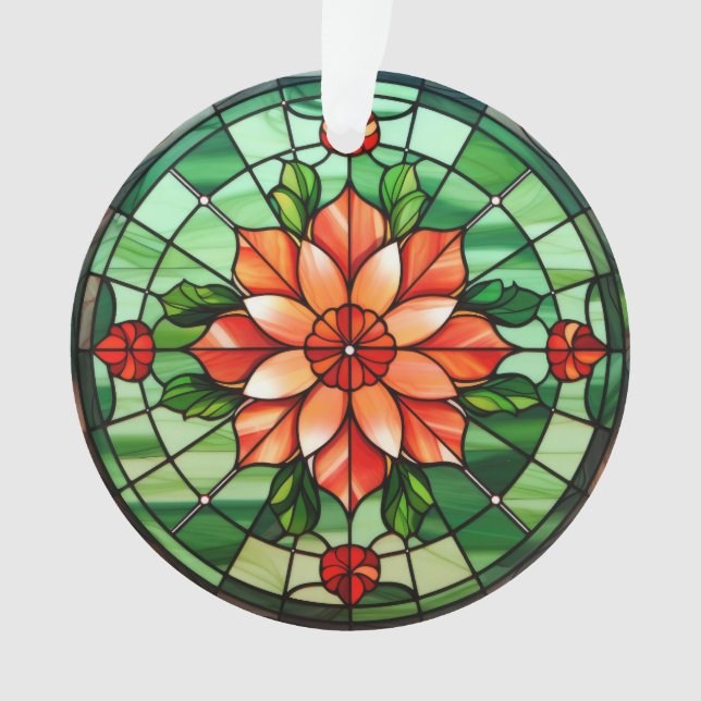 Stained Glass Poinsettia Ornament (Front)