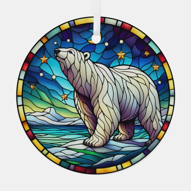 Stained Glass Polar Bear Tree Decoration (Back)