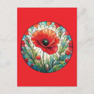 Stained Glass Poppy Postcard