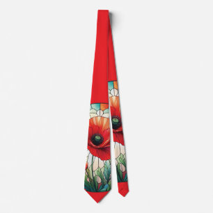 Stained Glass Poppy Tie