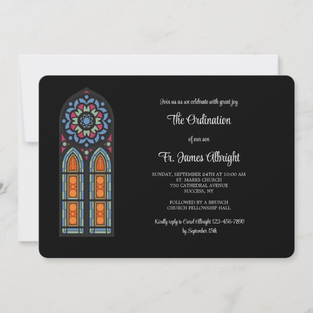 Stained Glass Priest Ordination Invitation (Front)