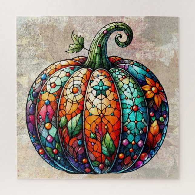 Stained Glass Pumpkin Puzzle (Vertical)