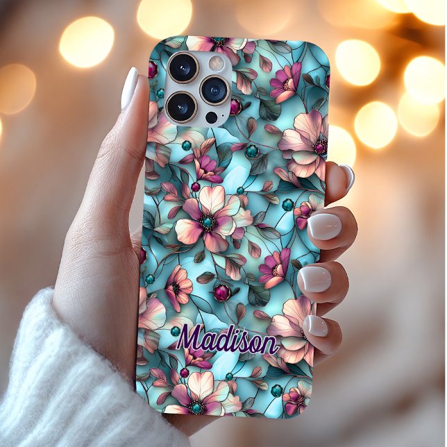 Stained glass purple blue floral Case-Mate iPhone case (Creator Uploaded)