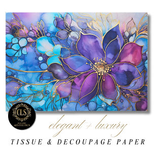 Stained Glass Purple Blue Florals Luxe Aesthetics  Tissue Paper
