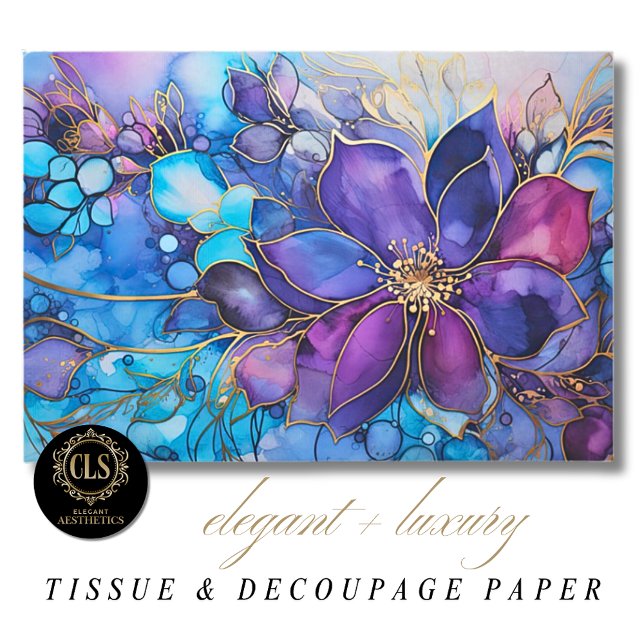 Stained Glass Purple Blue Florals Luxe Aesthetics  Tissue Paper (Creator Uploaded)