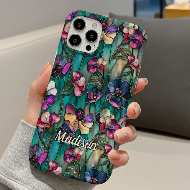 Stained glass purple floral Case-Mate iPhone case (Creator Uploaded)