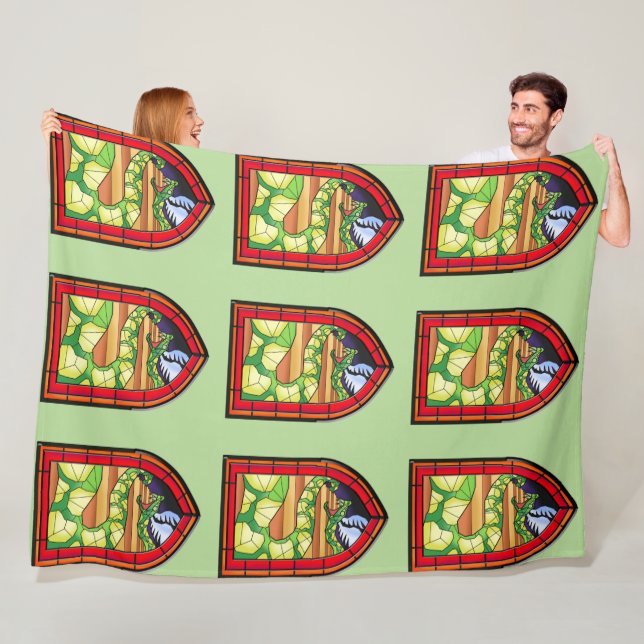 Stained Glass Quetzalcoatl Fleece Blanket (In Situ)
