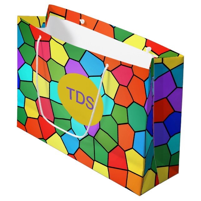 Stained Glass Rainbow Large Gift Bag (Front Angled)