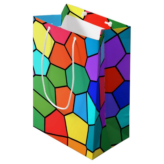 Stained Glass Rainbow Medium Gift Bag (Front Angled)