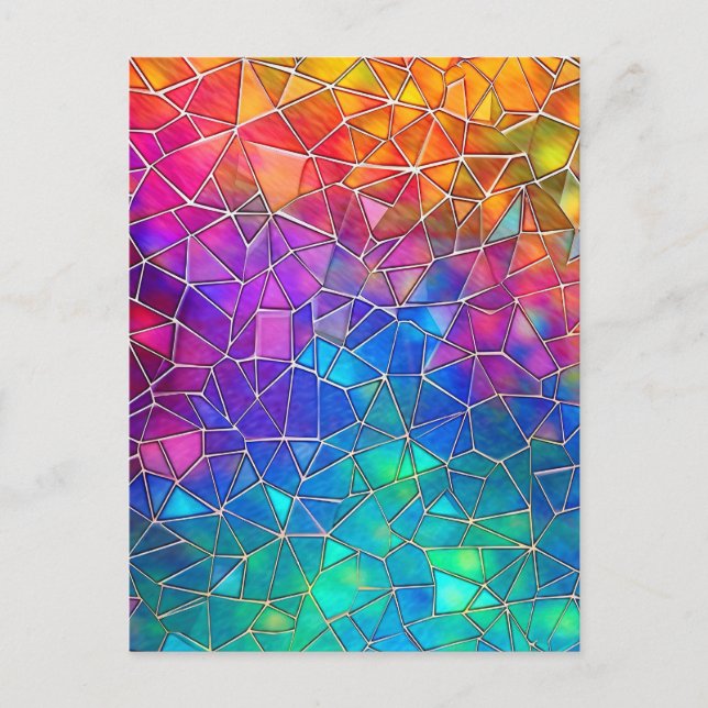 Stained Glass Rainbow Pattern Holiday Postcard (Front)