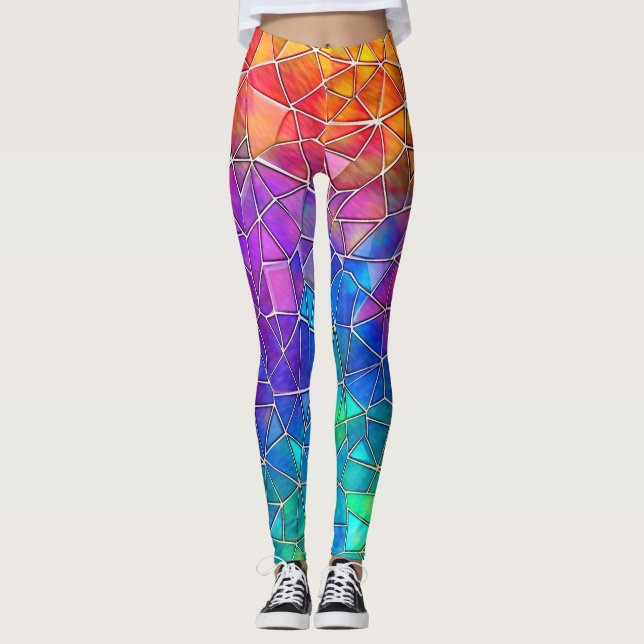 Stained Glass Rainbow Pattern Leggings (Front)