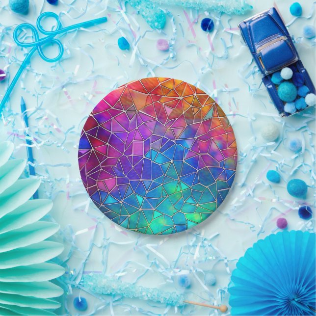 Stained Glass Rainbow Pattern Paper Plate (Party)