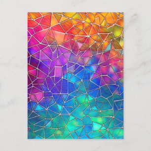 Stained Glass Rainbow Pattern Postcard