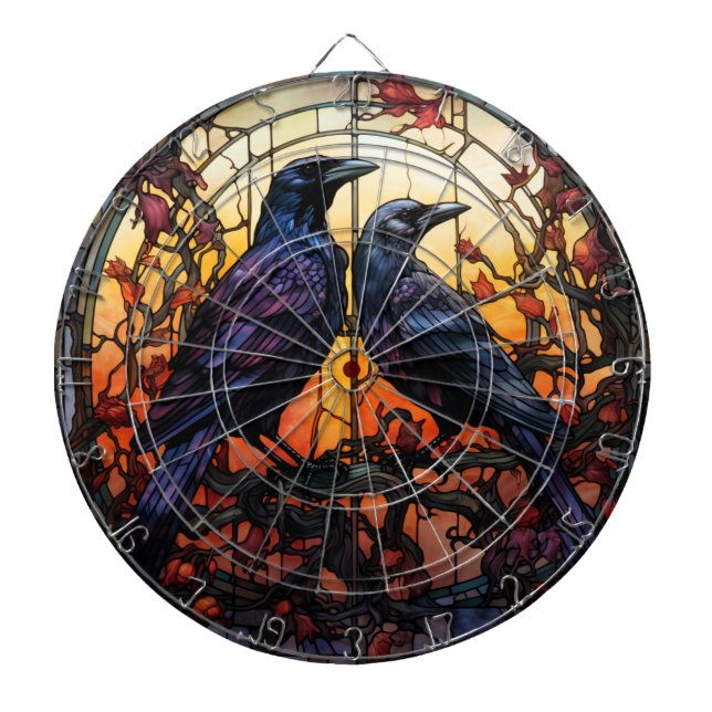 Stained Glass Ravens  Dartboard (Front)