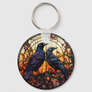 Stained Glass Ravens Key Ring