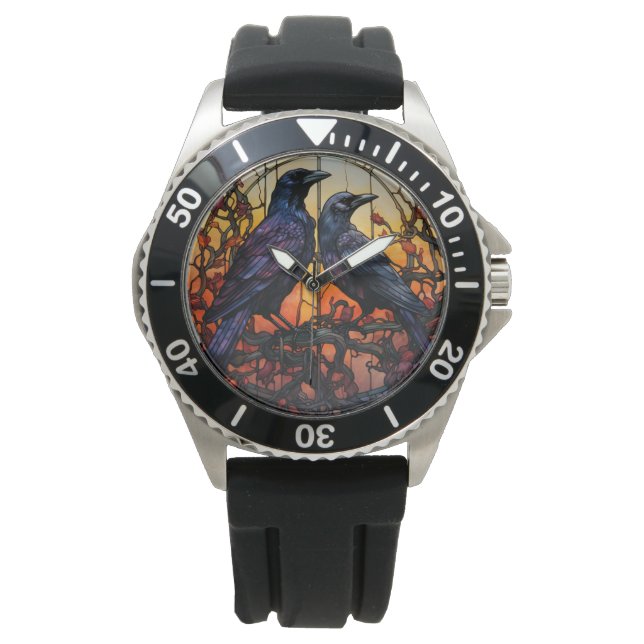 Stained Glass Ravens  Watch (Front)