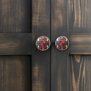 Stained Glass Red Black Industrial Look Ceramic Knob