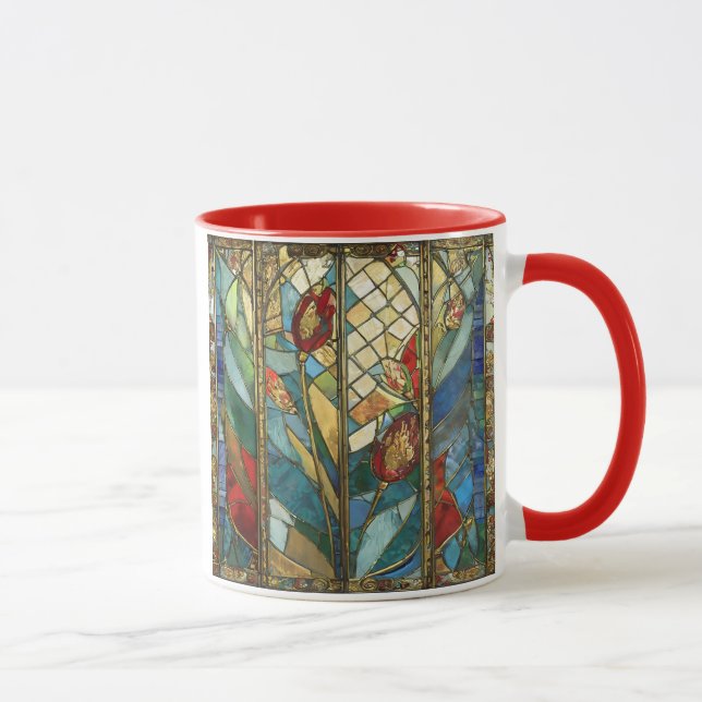 Stained Glass Red Chief Poppies at Sunrise Mug (Right)