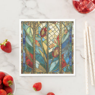 Stained Glass Red Chief Poppies at Sunrise Napkin