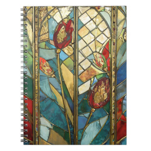 Stained Glass Red Chief Poppies at Sunrise Notebook