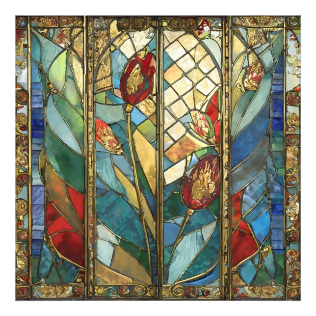 Stained Glass Red Chief Poppies at Sunrise Photo Print (Front)