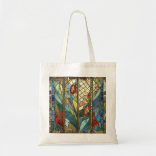 Stained Glass Red Chief Poppies at Sunrise Tote Bag