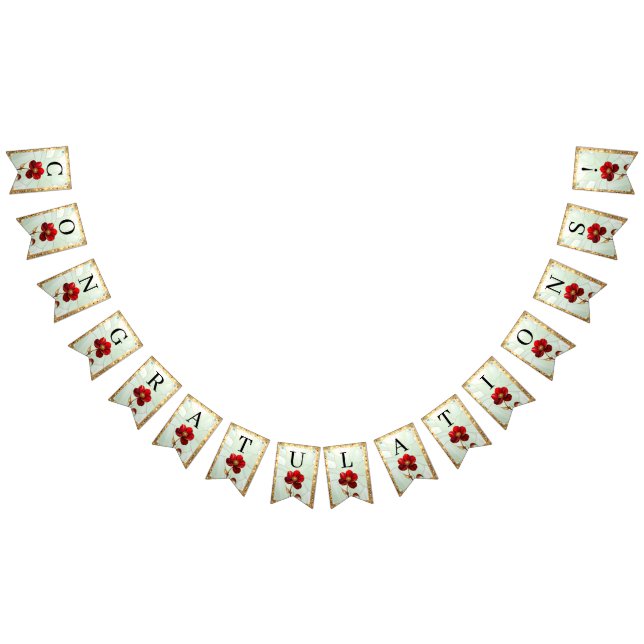 Stained Glass Red Flower Bunting Flag (All)