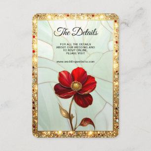 Stained Glass Red Flower Detail Enclosure Card