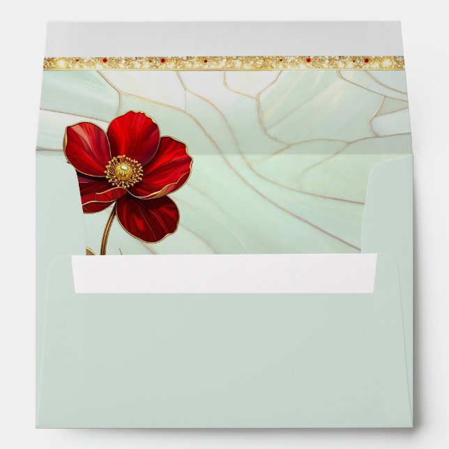 Stained Glass Red Flower Envelope (Back (Bottom))