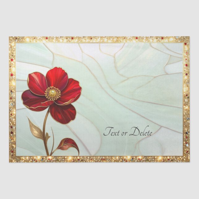Stained Glass Red Flower Tissue Paper (Front)