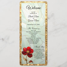 Stained Glass Red Flower Wedding Program