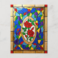Stained glass red roses