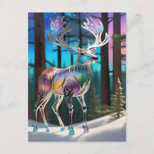 Stained Glass Reindeer Postcard