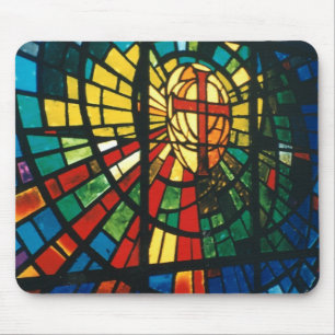 Stained glass ressurected cross mousepad art