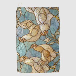 Stained Glass Roosters Elegant Chicken Farmhouse Golf Towel