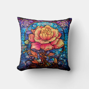 Stained Glass Rose Cushion