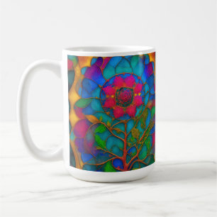 Stained Glass Rose Design Coffee Mug