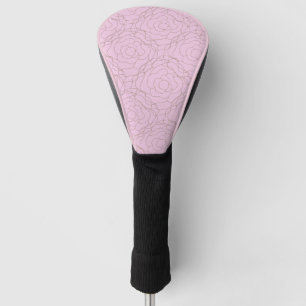 Stained Glass Rose: Gold Rose on Pink Golf Head Cover