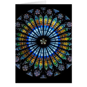 Stained glass rose window in France's Strasbourg