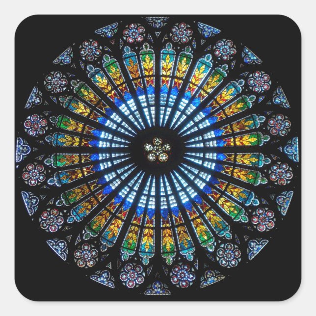 Stained glass rose window in France's Strasbourg Square Sticker (Front)