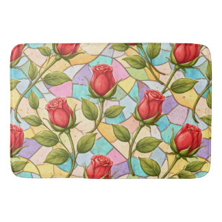 Stained Glass Rosebuds Bath Mat